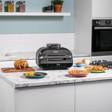 Ninja Foodi MAX Grill & Air Fryer, 5.7L Air Fryer with Digital Temperature Probe, Dishwasher-Safe Parts, 6-in-1, Gray/Silver AG551EU MAX Grill & Air Fryer 5.7L Gray/Silver