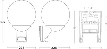 Світлодіодна настінна лампа Steinel L 585 S антрацит з датчиком руху, 180°, радіус дії до 10 м, класичний дизайн, виготовлена з мусового скла, розміри 229x215x312 мм (без лампочки)