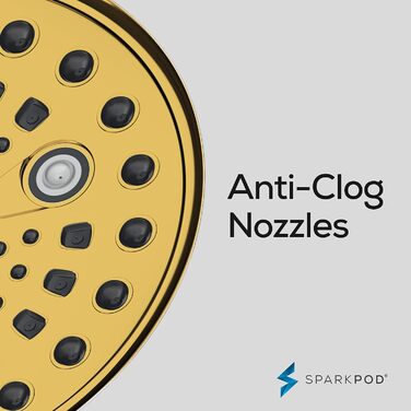 Душова лійка SparkPod високого тиску з довгим шлангом 15 см, XXL, дощова, хром, розкішний дизайн, легка установка