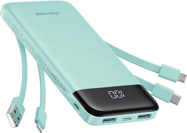 Power Bank Charmast 10000mAh з 6 виходами, USB-C, LED-дисплеєм, 4 кабелями, для iPhone, Huawei, Samsung