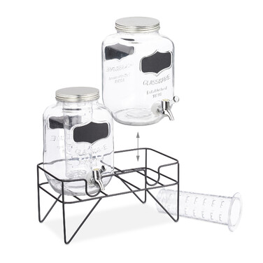 Relaxdays 2-Piece Drink Dispenser, 4L with Stand