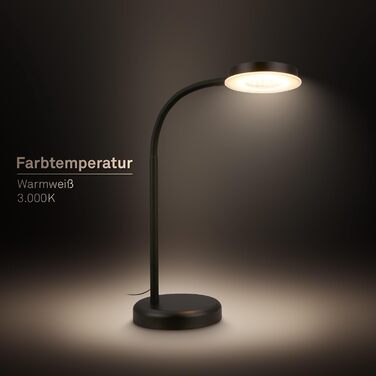 LED лампа BRILONER для столу з сенсорним управлінням, регульована яскравість, поворотна, чорна. Ідеально для дому та офісу, читання. Розміри: 32,5x13x40 см