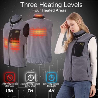 PROSmart Грівальна жилетка Легкий фліс Грівальна жилетка з USB акумулятором, Унісекс L Сірий