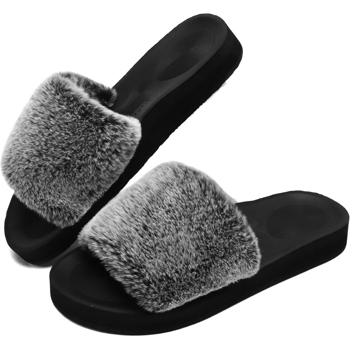 Пухнасті домашні тапочки COFACE для жінок, теплий халат, шльопанці, літні/зимові тапочки для душу, пухнасті шльопанці для жінок, рожевий колір (40 EU, Коала сірий)