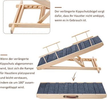 Східці для собак Hunderampe: дерев'яна, складна, регульована, до 100 кг, 30-60 см