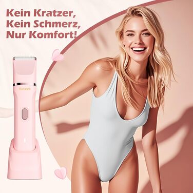 Електричний тример для інтимної зони для жінок 3-в-1, для бікіні, обличчя та тіла, бездротовий, водонепроникний, для чутливої шкіри (білий/рожевий)