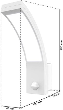 LongLife LED вулична бра з датчиком руху, 15W, IP54, нейтральне біле світло