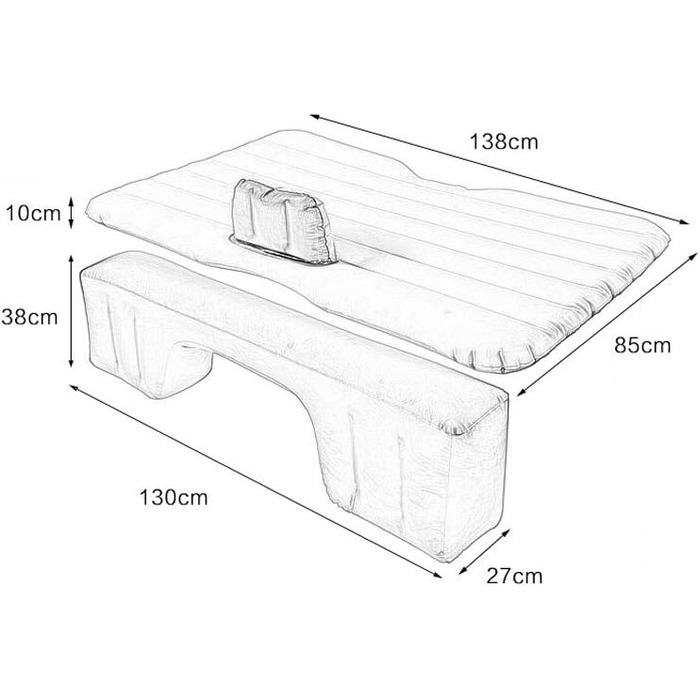 Надувна автомобільна матрац з насосом для подорожей, кемпінгу та відпочинку на природі (сірий)