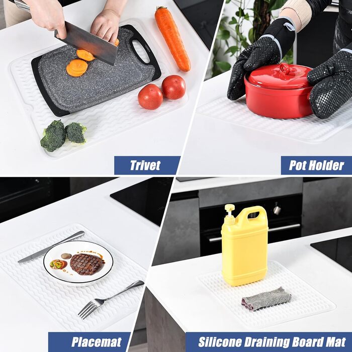 Килимок для посуду KitchenRaku 40x45 см, силіконовий, термостійкий, неслизький, для мийки, кухонний килимок
