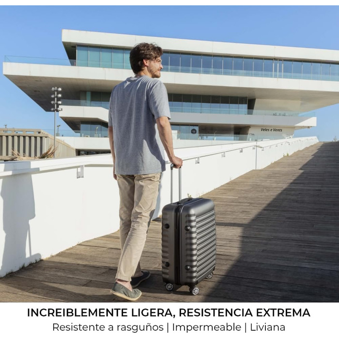 Набір валіз NEWTECK 4 шт. (75см, 63см, 53см, органайзер) ABS, жорсткий, міцний, сірий