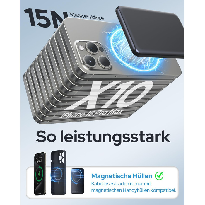 Powerbank TRKOY MagSafe 5000mAh з бездротовою зарядкою та USB-C, сірий колір, для iPhone 17/16/15/14/13/12