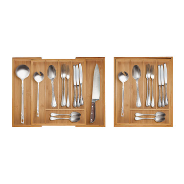 Relaxdays Extendable Bamboo Cutlery Box