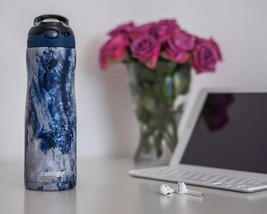 Contigo Ashland Chill Autospout Water Bottle with Straw, Stainless Steel Water Bottle, Leak-Proof, Insulated Bottle for Sports, Cycling, Hiking, 590 ml, (Cloudburst)