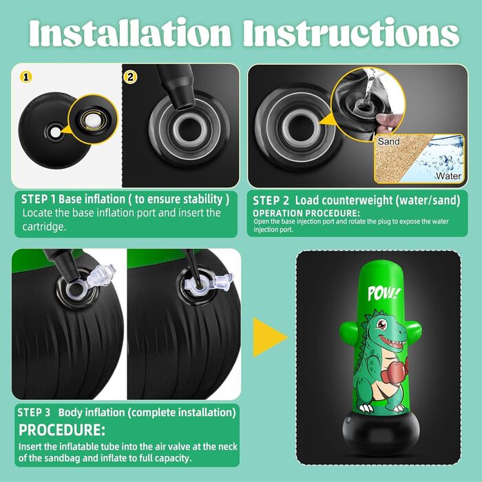 Надувний боксерський мішок JUOIFIP 120 см для дітей. Підходить для MMA, карате, таеквондо, збірка енергії