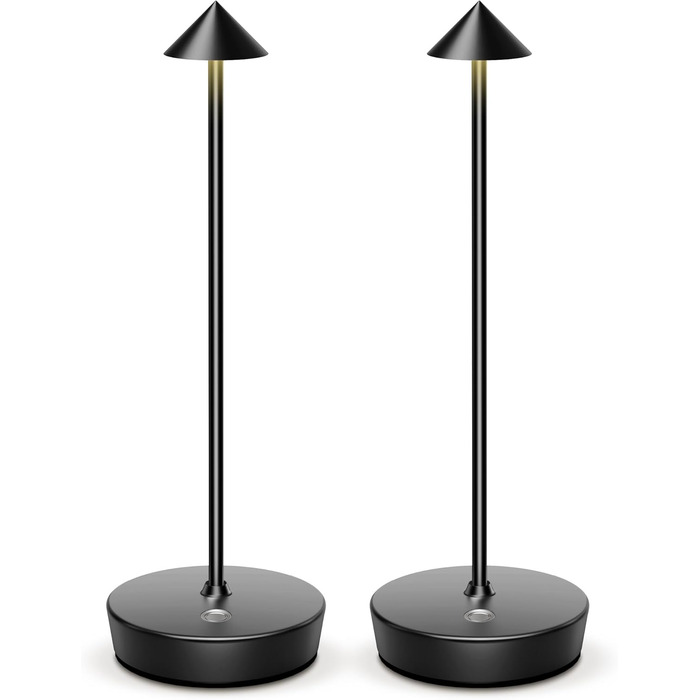 Бездротова LED лампа для кемпінгу та дому: настільна, нічна, на батареї, IP54, 6000mAh, чорна (2 шт.)