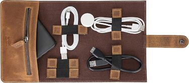 Органайзер для кабелів та аксесуарів Solo Pelle: універсальний дорожній кейс для телефону, кабелів, USB-накопичувачів (Camelbraun)