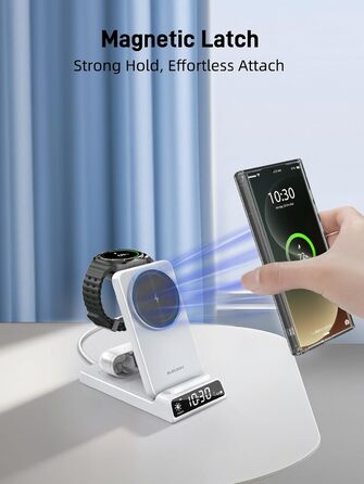 Бездротовий зарядний пристрій MagSafe 3-в-1 для Samsung Galaxy Fold/Flip, S24/S25 Ultra, Watch/Buds (Білий)