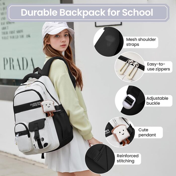 Шкільний рюкзак для дівчаток - водонепроникний, легкий, стильний, з великою місткістю, для 3-9 класів, фіолетово-чорний колір