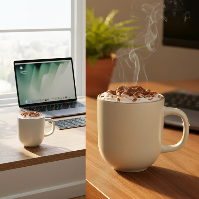 Набір керамічних кавових чашок Com-Four® 6 шт. 350 мл: чайник для гарячих та холодних напоїв, сучасний дизайн, кольорові чашки з ручкою (блакитний/зелений/сірий), 12 шт. (бежевий/рожевий)