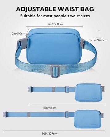 WATERFLY Поясна сумка на пояс для чоловіків та жінок: Стильна нагрудна сумка для спорту та моди, через плече, водонепроникна, маленька сумка на стегно для активного відпочинку, подорожей, походів, фестивалів (Світло-блакитна)