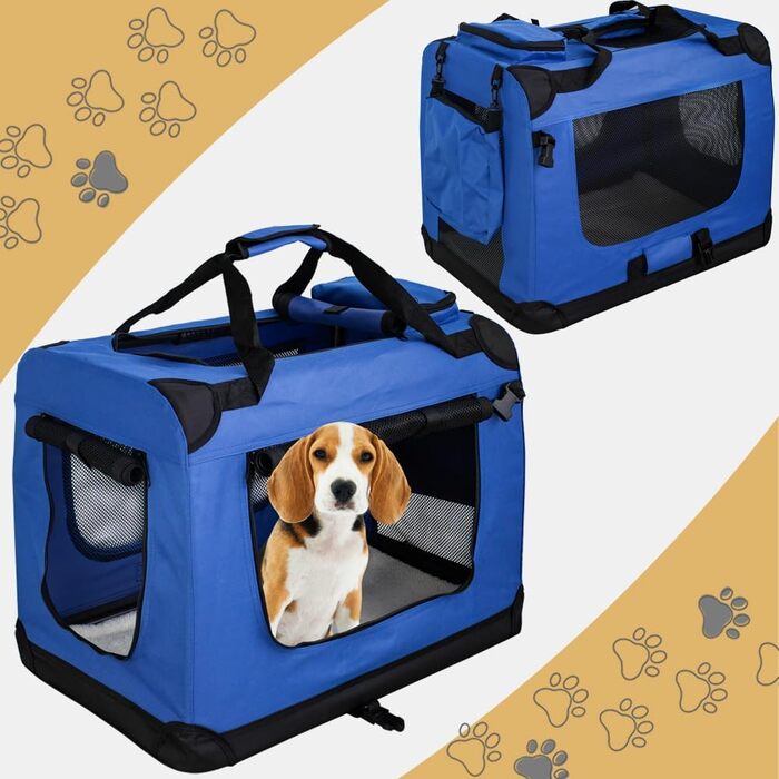 Складана переносна сумка-переноска для собак та котів Petigi (M, 60x42x45 см, блакитна)