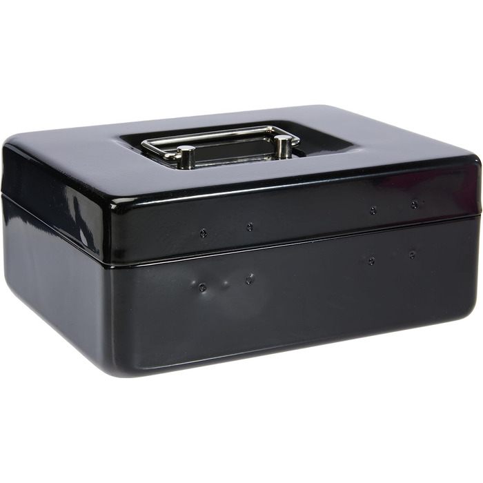 Металева касова скринька Rapesco SB0006B1 з замком, 3 ключами та висувним відділенням, розмір 6, чорна