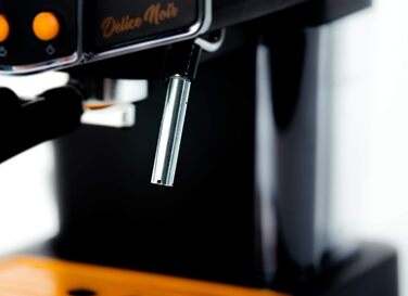 ECODE® Espresso Machine Delice Black, 20 Bar Pressure, Swivel Vaporizer - Machine with 1.5 L Tank, Milk Frother, Single/Double Dosing, Manometer with Temperature - Coffee Machine