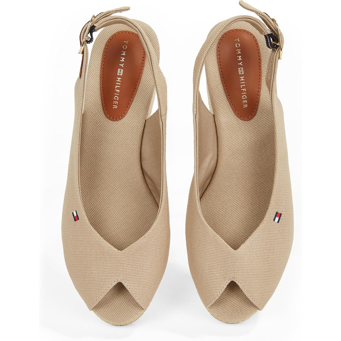 Сліпони Tommy Hilfiger Flag Mid Wedge Espad SLIN бежеві (40 EU) - жіночі сандалі на танкетці