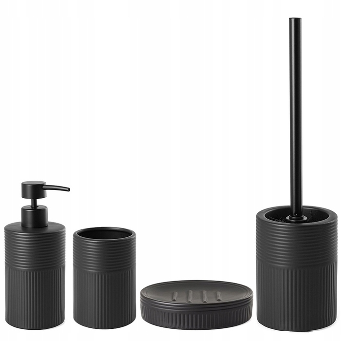 Набір аксесуарів для ванної кімнати з чорної кераміки (кам'яний вигляд), 4 предмети