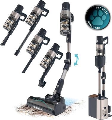 Бездротовий пилосос Cecotec Conga Rockstar 5500 Hurricane Station Flex Max: 220AW, 700W, станція самостійного очищення, 90 хв роботи, антизаплутувальна щітка, гнучкий шланг, циклонна технологія