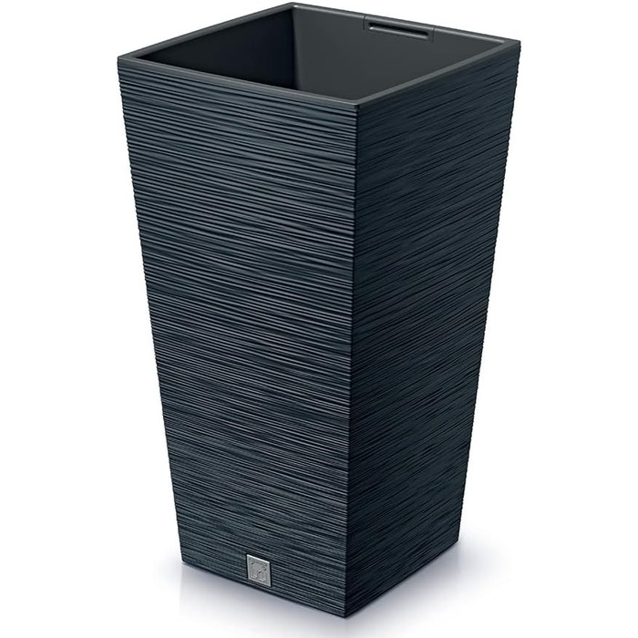rg-vertrieb Flower Pot Planter Flower Box Square Furu Square Pine Needle Design with Plant Insert (350 Anthracite)