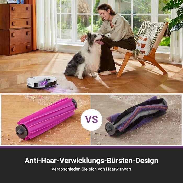 Робот-пилосос EUREKA E20 Plus з автопідняттям мопа та LiDAR-навігацією, 4000Pa, проти шерсті тварин, керування через додаток та голосовий помічник, білий