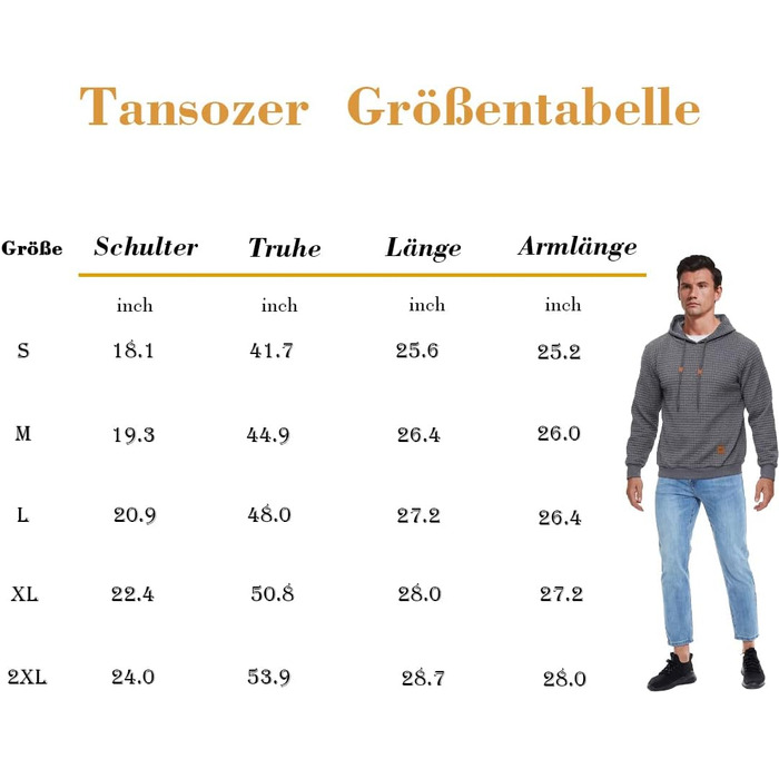 Чоловічий світшот Tansozer Basic з капюшоном, довгі рукави, в клітинку, темно-сірий