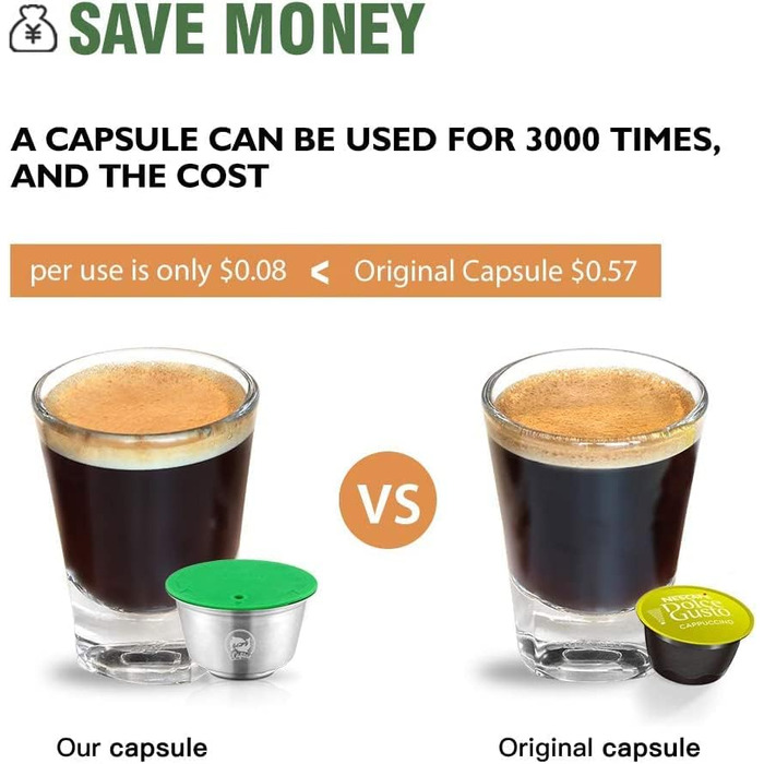 i Cafilas Reusable Capsule for Dolce Gusto, Capsule Filter, compatible with Dolce Gusto, with coffee spoon, brush (Tamper + Capsule)