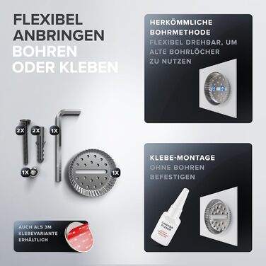 Набір для чищення унітазу Ovimar Finnkona з кріпленням на стіну без свердління | Силіконова щітка для унітазу з вентиляцією | Виготовлена з порошково-пофарбованої нержавіючої сталі | Змінний насадка для унітазу (золота)