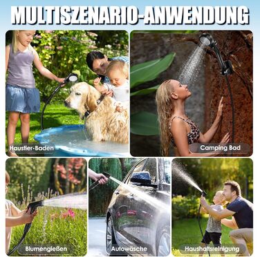 Мобільний душ для кемпінгу з насосом, акумулятор 8000mAh, індикатор температури, шланг 2м. Підходить для кемпінгу, миття авто, саду та тварин