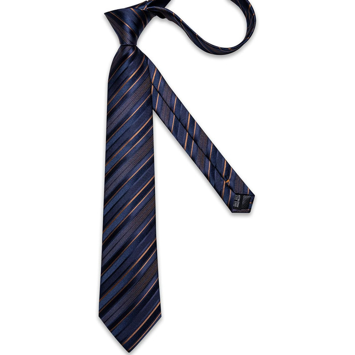 Набір краваток чоловічий DiBanGu з шовковим смугастим та клітинчастим візерунком, з кишеньковим хустинкою, краватковою застібкою та манжетонами (синій та золотий)