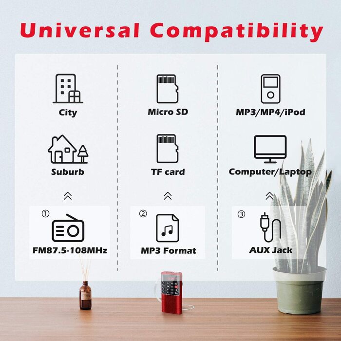 Портативне радіо Prunus J-328 з функцією запису, MP3/TF/AUX, рожеве