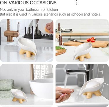 Підставка для мила самостійно спорожняється, форма листка, кераміка, мармур, порцеляна, декоративна, без присосок, ANTIS'S HOME, 1 шт. - Мармур (1 шт., Коричневий)