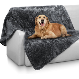 Водонепроникний коврик для собак 100x120 см - м'який, флісовий, для собак середніх порід до 16 кг, чорно-білий, підходить для вулиці та дивану