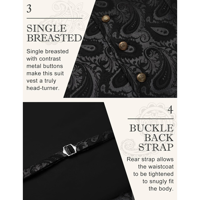 Чоловічий жилет Coofandy Paisley вікторіанський готичний Steampunk для смокінга з лацканами фіолетовий