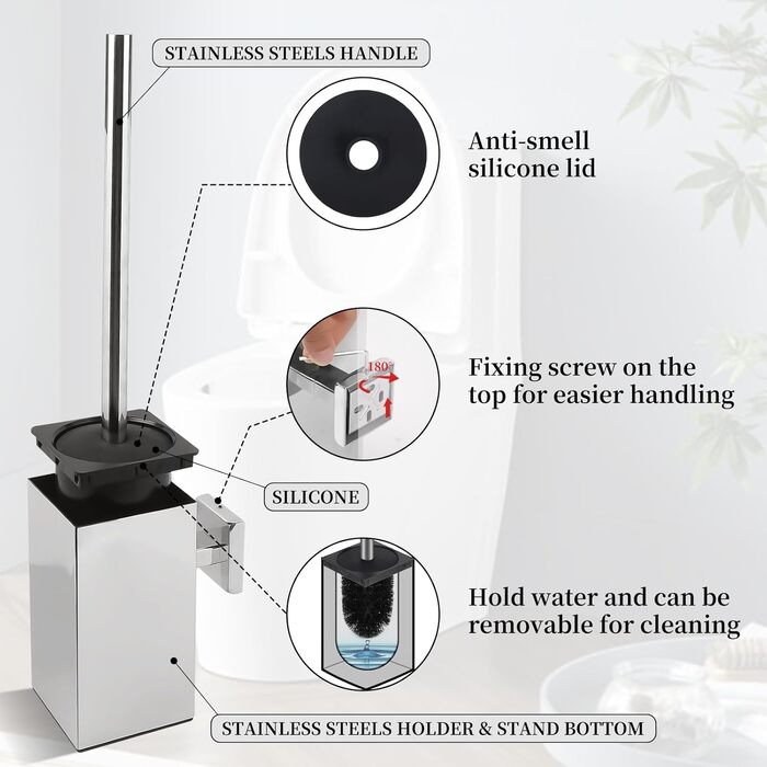 Набір для чищення унітазу Exleco з щіткою та змінною щіткою, золотий, для ванної кімнати