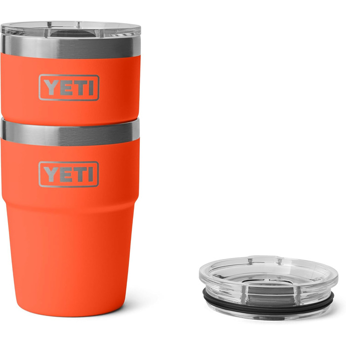 YETI Rambler Stackable Cup with Magslider Lid, 16 oz (475 ml), Papaya Color