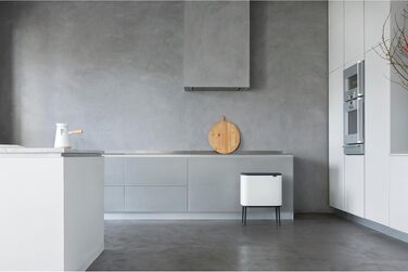 Сміттєвий бак Brabantia Bo Touch Bin 36 л, металевий, білий, з внутрішнім відром (54 x 32 x 68 см)