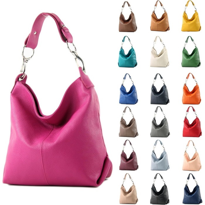 Сумка жіноча шкіряна на плече Modamoda T168 ручної роботи, Італія, блакитний колір