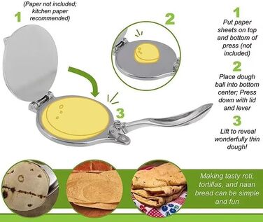 Пресс для тортилій та тако з чавуну Gusseisen (16 см, срібний)