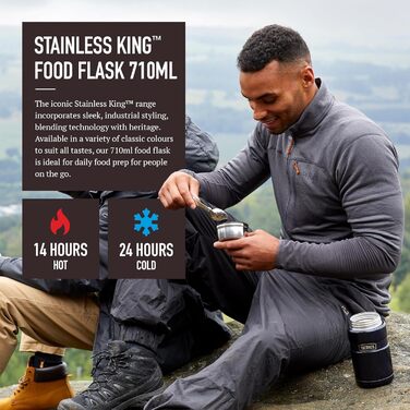 König Stainless Steel Thermos Flask - Matte Black (710ml) | Insulated Food Container