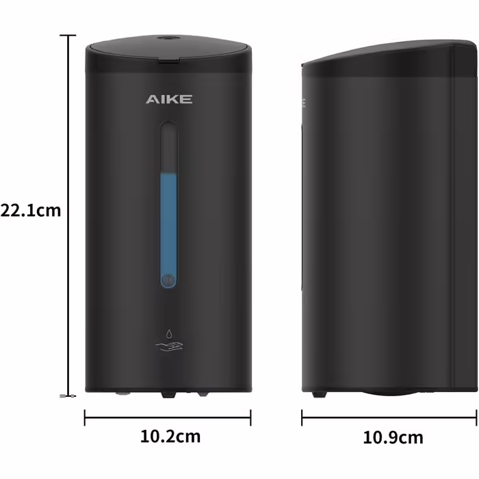 AIKE AK1205 Automatic Soap Dispenser Wall Mount Matte Black, 800ml Commercial Automatic Liquid Soap Dispenser Wall Mounted, 5-Speed Adjustable