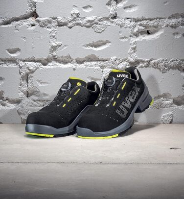 Робочі черевики Uvex 1 BOA S1 SRC, напівчеревики, легкі, чорно-лаймові, 40 EU (для жінок та чоловіків)