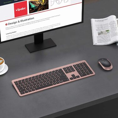 Бездротовий комплект клавіатури та миші Seenda SK38-3: ультратонкий, перезаряджається, ергономічний, з захистом від пилу, DE QWERTZ, чорно-зелений